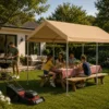 Vrtni paviljon – nadstrešak 3 x 4 m s uklonjivim stranicama (bež)