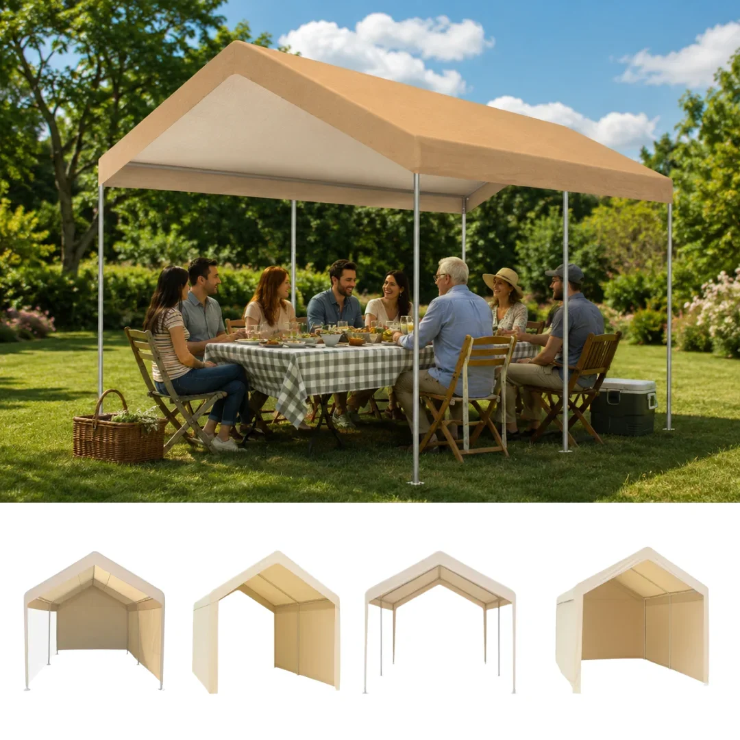 paviljon-3x4.7 Vrtni paviljon – nadstrešak 3 x 4 m s uklonjivim stranicama (bež)