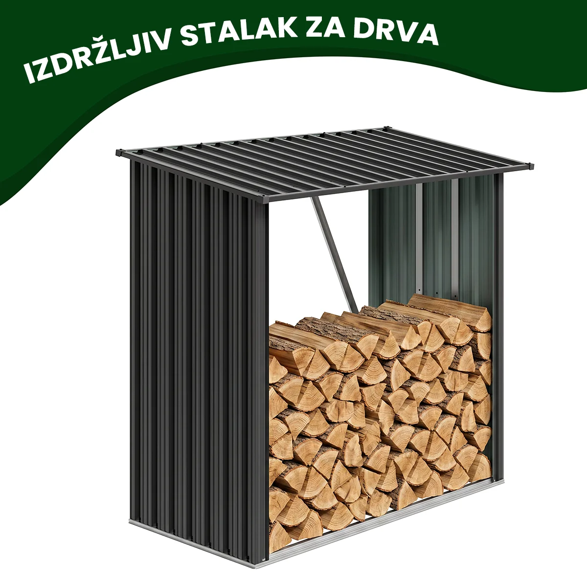 Metalna nadstrešnica za drva Premium 89 × 163 × 154 cm (1,5 m²)