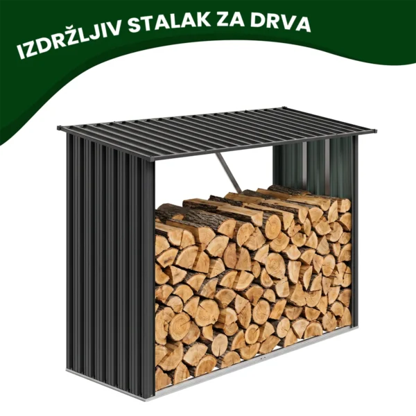 Metalna nadstrešnica za drva Premium 84 × 217 × 154 cm (1,9 m²)
