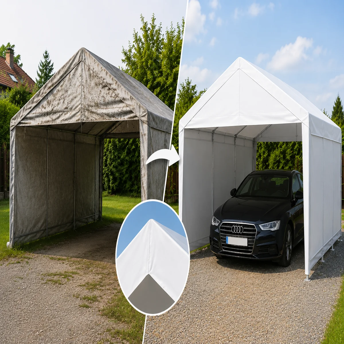 Zamjenska krovna cerada za premium garažni šator 5×10 m | 280 g/m² PE